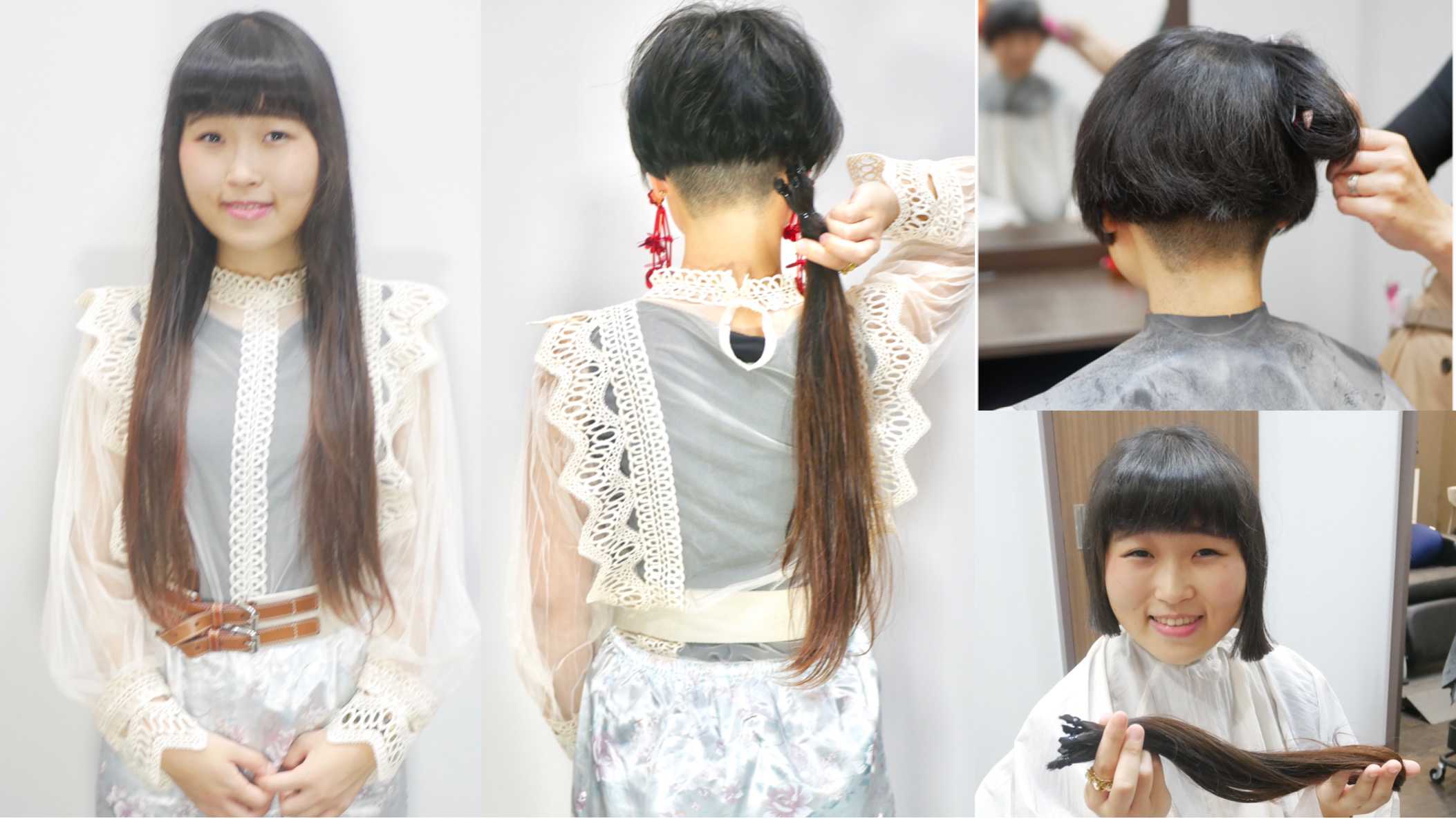 J77 23歳 人生初めてのショートは刈上げでした。Japanese beauty long to cropped haircut.　