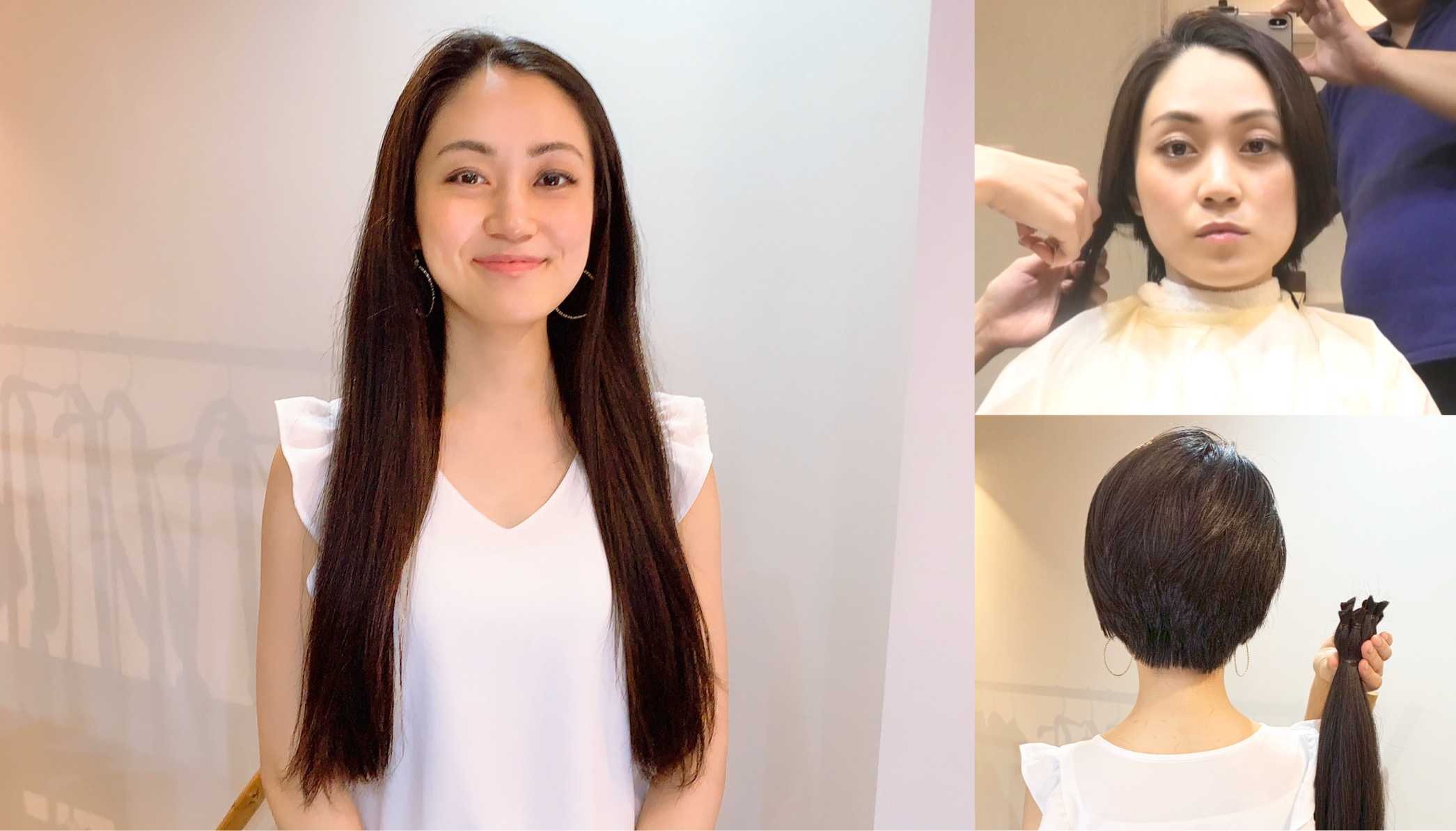 J141 海外留学前にバッサリ断髪ヘアドネーション Japanese Beauty Long To Short Haircut For Hair Donation 断髪美人 Long To Short Haircut