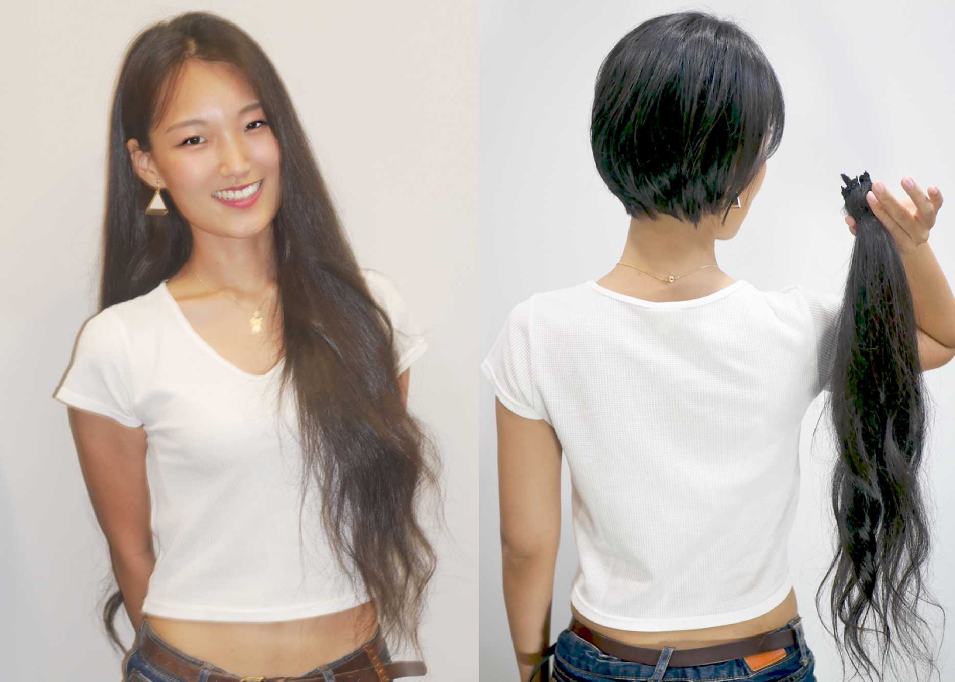 J90 韓国美人のスーパーロングヘアをバッサリ断髪しました。